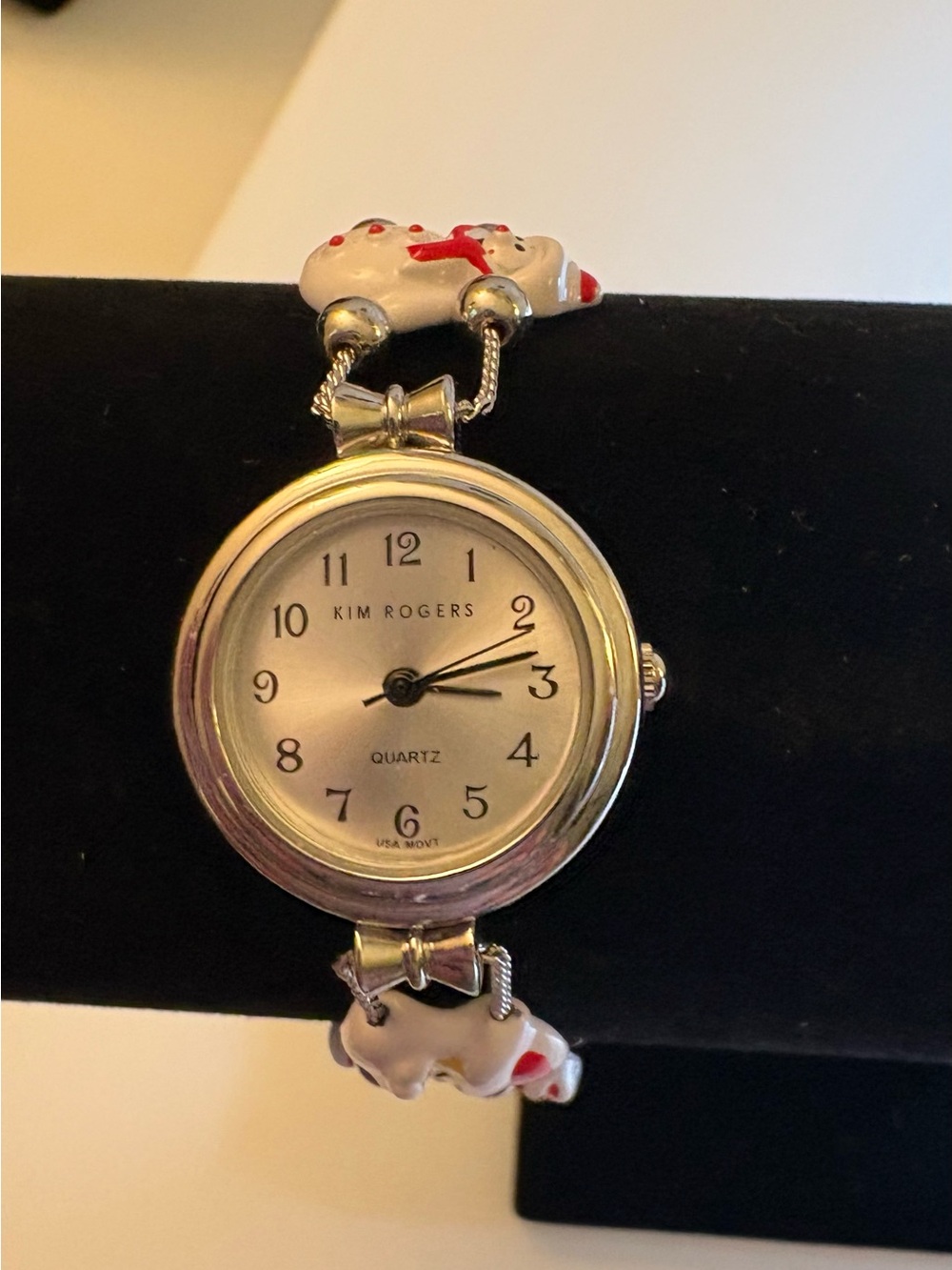 Vintage Kim Rogers Christmas Themed Charm Bracelet Silver Watch Snowman Santa